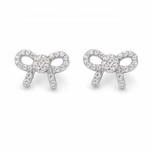 Moissanite Bow Stud Earrings • 925 Sterling Silver • 0.5 CTW • Rhodium Plated